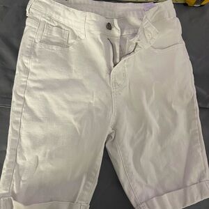Women's White Bermuda Shorts